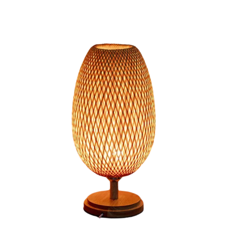 Calienna Vintage Bamboo Table Lamp – Rustic Natural Design, E27 Socket