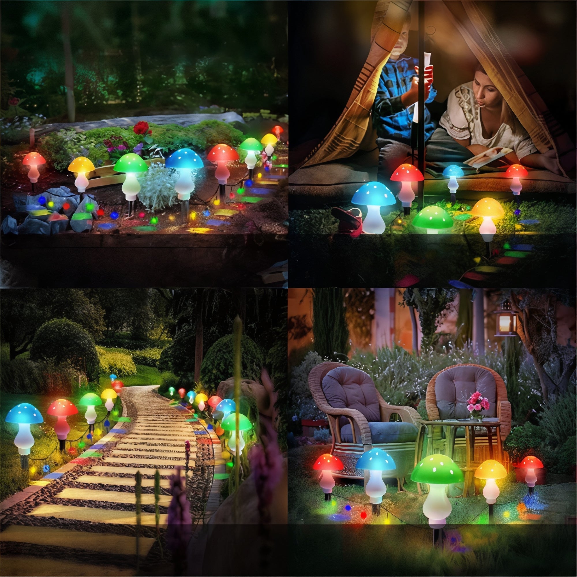 Etherea Solar-Powered Gnome Garden Lamp – Mushroom Design, Warm White LED