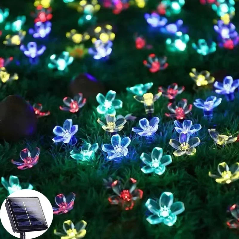 GardenTwinkle Solar Flower Garden Light – 6.5m/7m, 30/50 LEDs, Warm White/Cold White/Multicoloured