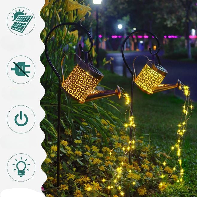 Glinta Solar-Powered Watering Can Light – Decorative Garden LED with Cascading Warm White Lights