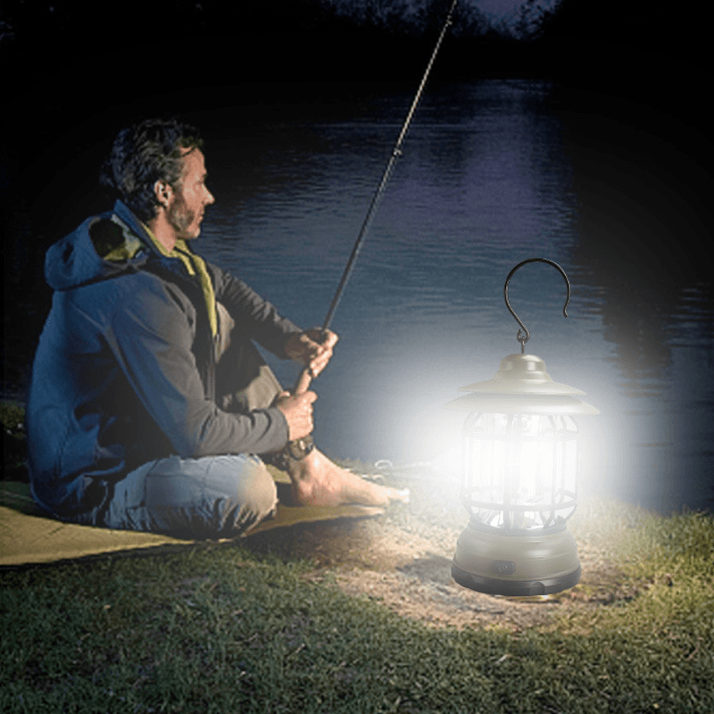 HorizonGlow Vintage Portable Camping Lantern – Rechargeable, Dimmable Warm White LED