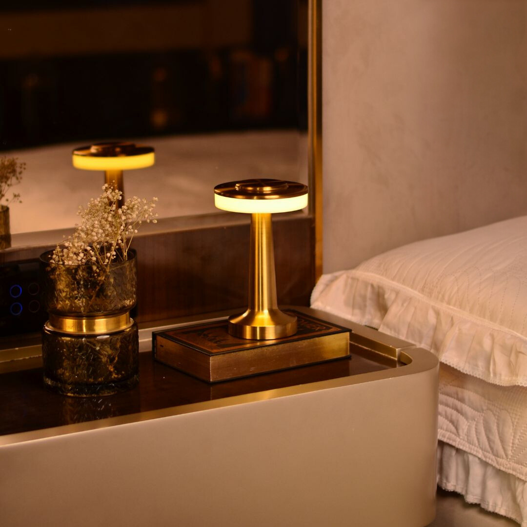 LumaBella Elegant LED Pendant Table Lamp – Dimmable Warm White (3000K), Brushed Aluminum Finish