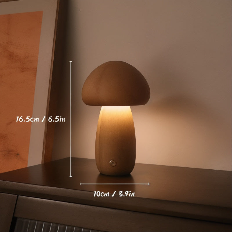 ShroomGlow USB Rechargeable Mushroom LED Table Lamp – Touch-Dimmable Warm White, Portable