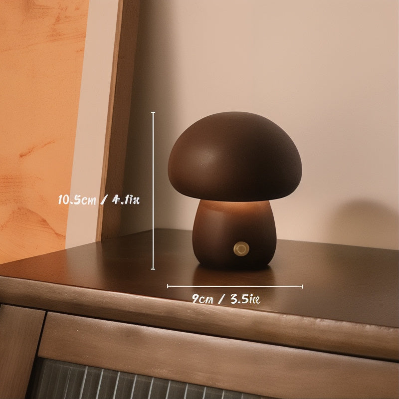 ShroomGlow USB Rechargeable Mushroom LED Table Lamp – Touch-Dimmable Warm White, Portable