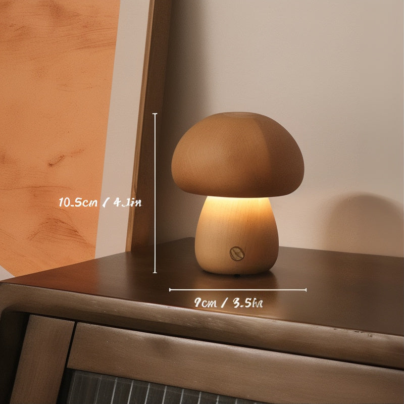 ShroomGlow USB Rechargeable Mushroom LED Table Lamp – Touch-Dimmable Warm White, Portable