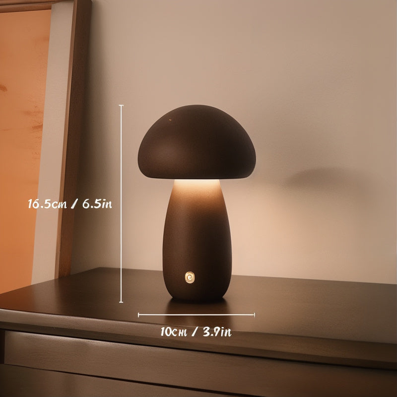 ShroomGlow USB Rechargeable Mushroom LED Table Lamp – Touch-Dimmable Warm White, Portable