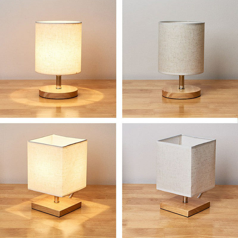 SoftFlicker-Minimalist Wooden Table Lamp – Touch-Dimmable Warm White LED, Scandinavian Design