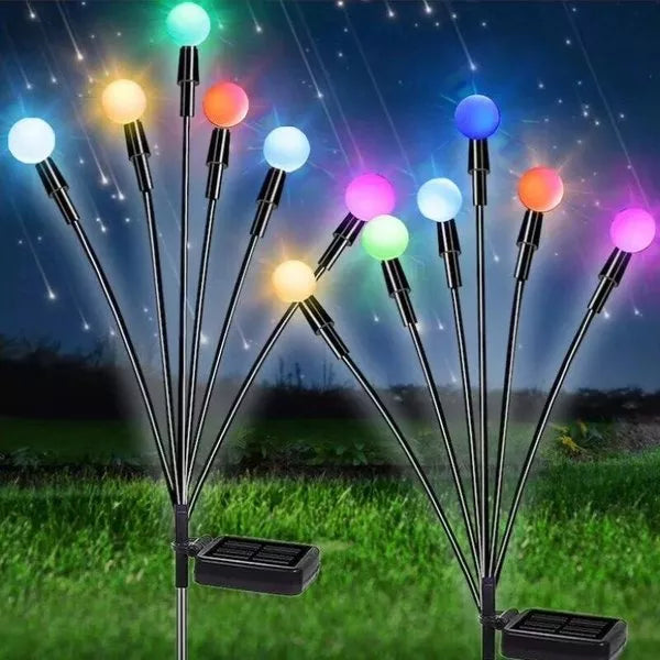 SolarDance LED Dancing Solar Garden Lights – 6-LED Swaying Stems, IP65 Waterproof, Warm White & Multicolor