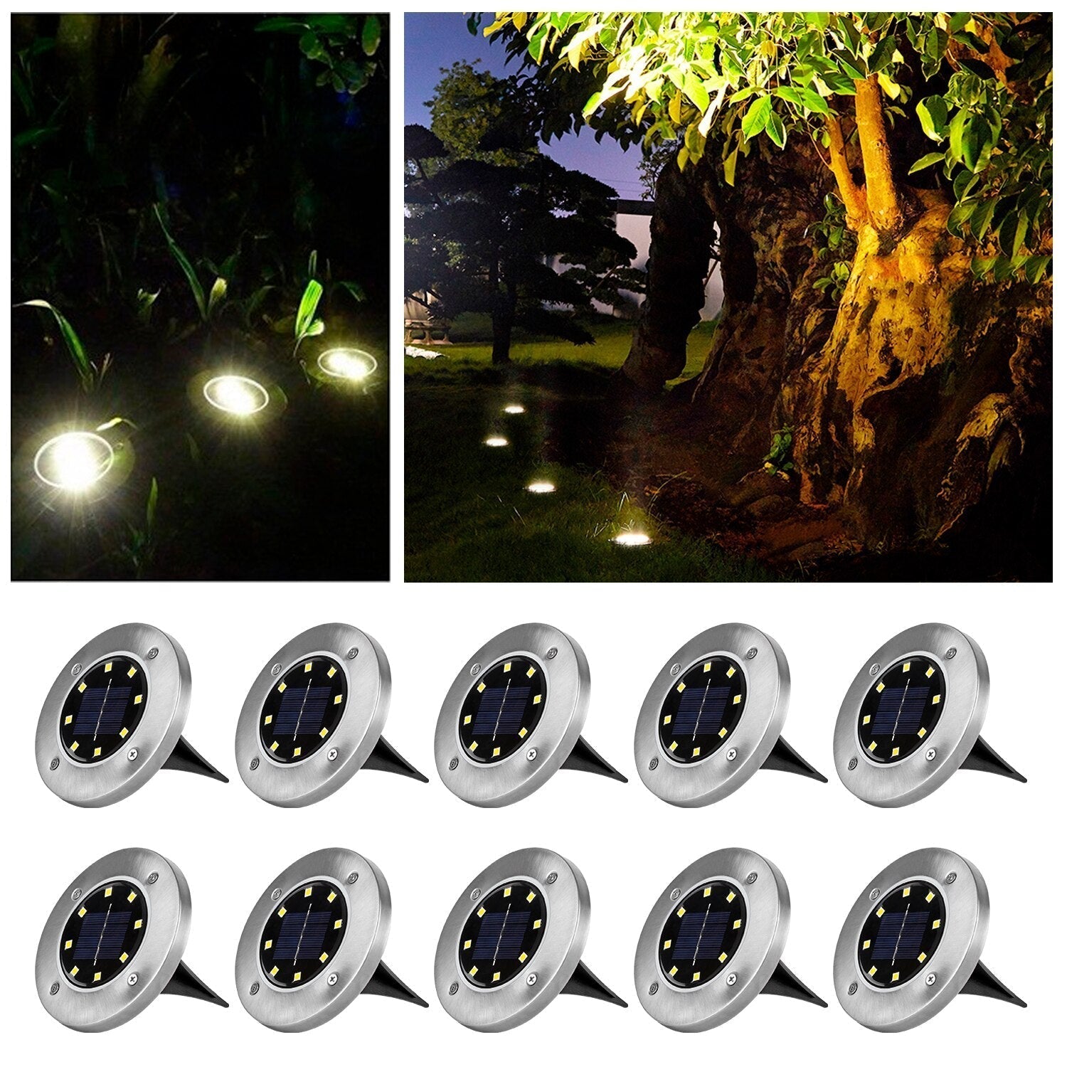 SolaraSpot LED Solar Ground Lights, 4-Pack Wire-free, weather-proof solar lighting for pathways, flower beds and patios