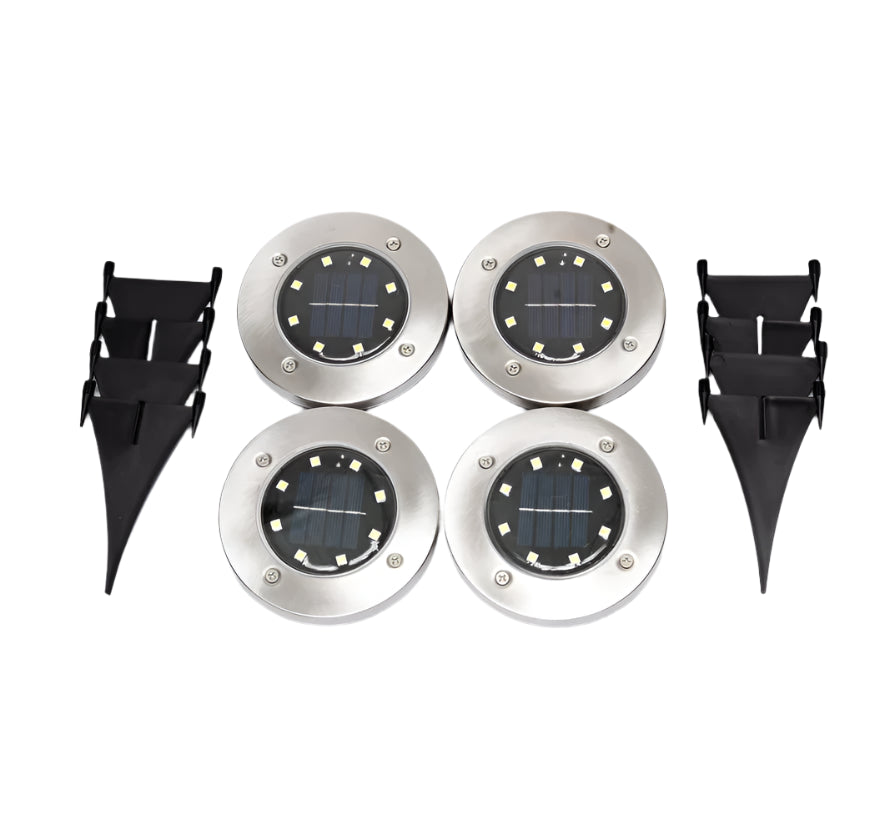 SolaraSpot LED Solar Ground Lights, 4-Pack Wire-free, weather-proof solar lighting for pathways, flower beds and patios