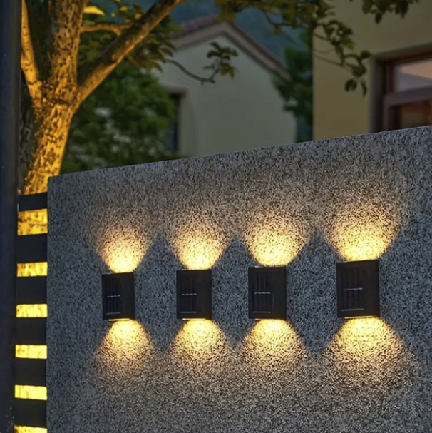 Solivio Solar-Powered Warm-White LED Wall Light (IP65, 6 Hr Runtime)