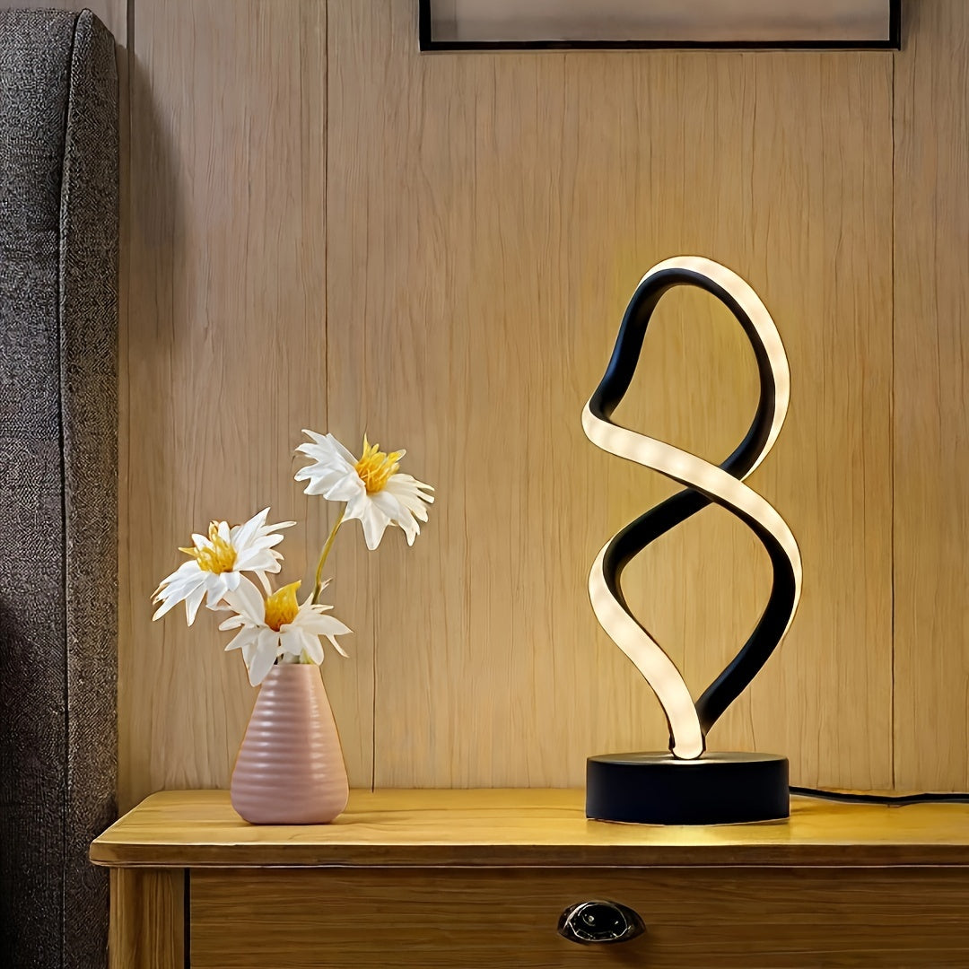 SpiraLux Spiral LED Table Lamp – 3-Mode Warm/Neutral/Cool White, USB Powered, Aluminium Alloy