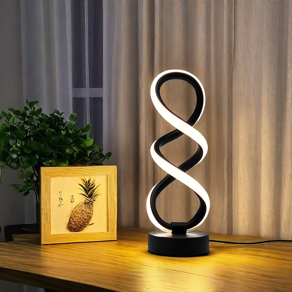 SpiraLux Spiral LED Table Lamp – 3-Mode Warm/Neutral/Cool White, USB Powered, Aluminium Alloy