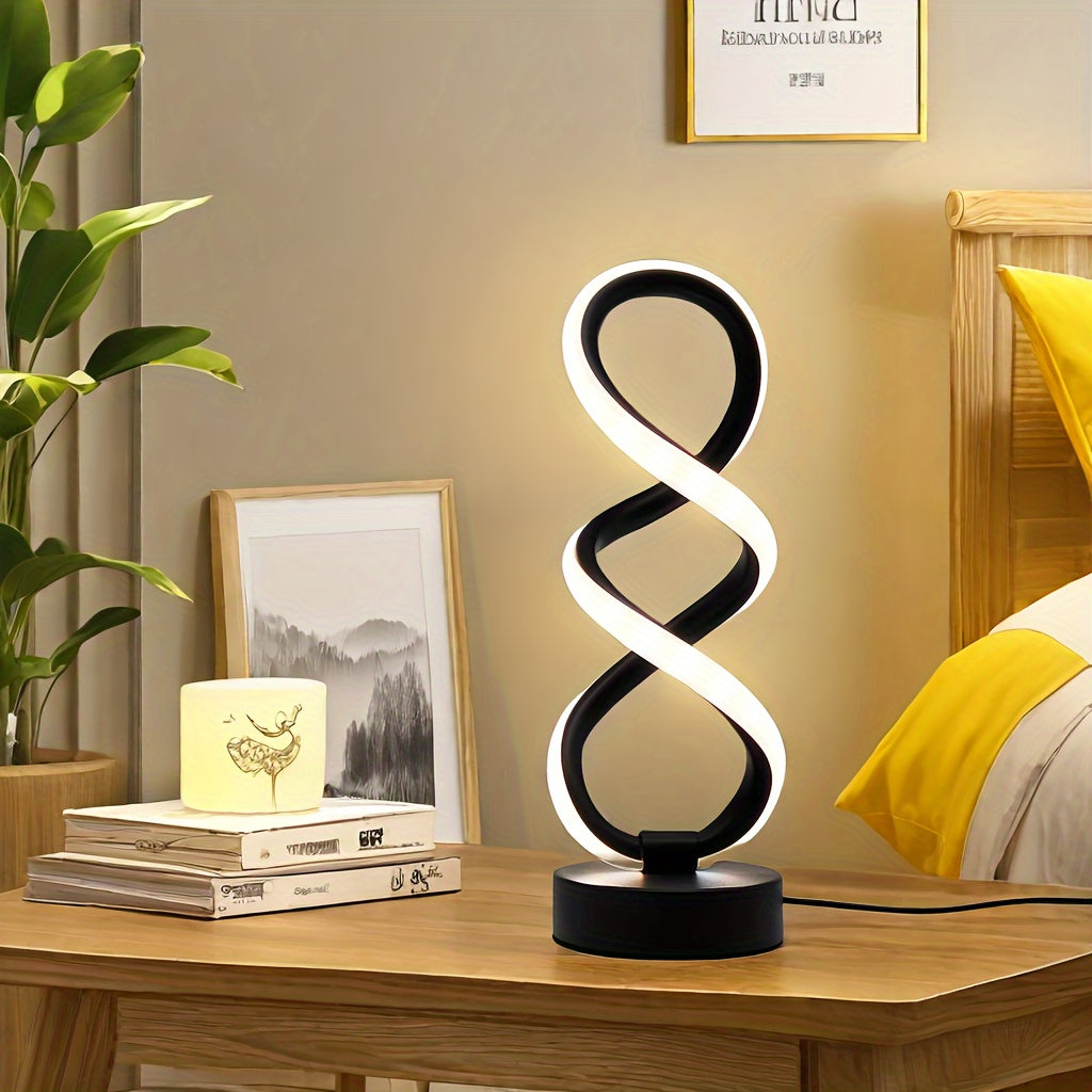 SpiraLux Spiral LED Table Lamp – 3-Mode Warm/Neutral/Cool White, USB Powered, Aluminium Alloy