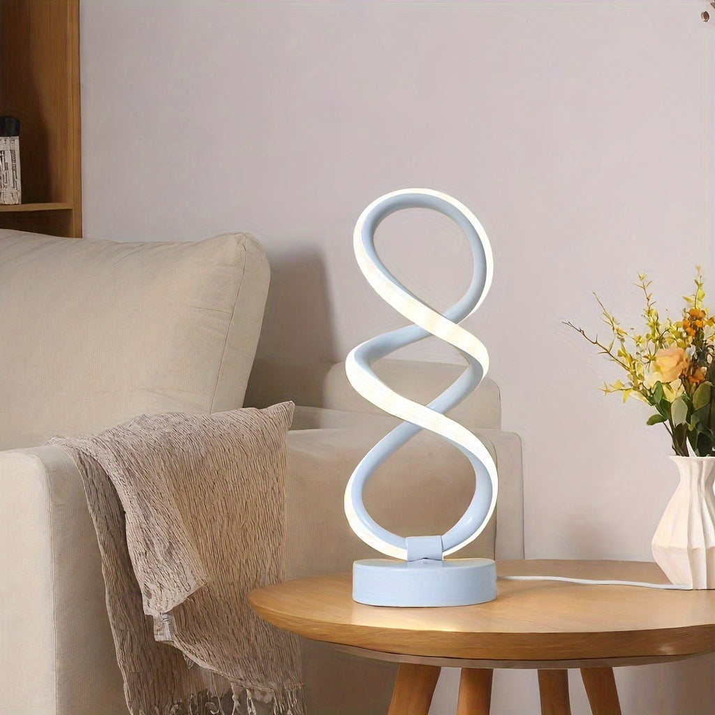 SpiraLux Spiral LED Table Lamp – 3-Mode Warm/Neutral/Cool White, USB Powered, Aluminium Alloy