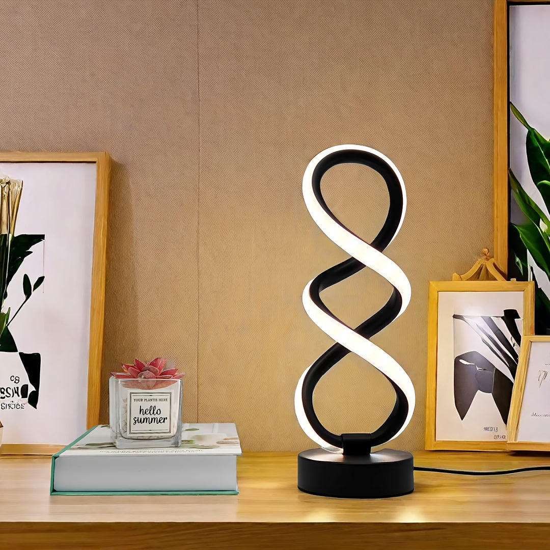 SpiraLux Spiral LED Table Lamp – 3-Mode Warm/Neutral/Cool White, USB Powered, Aluminium Alloy