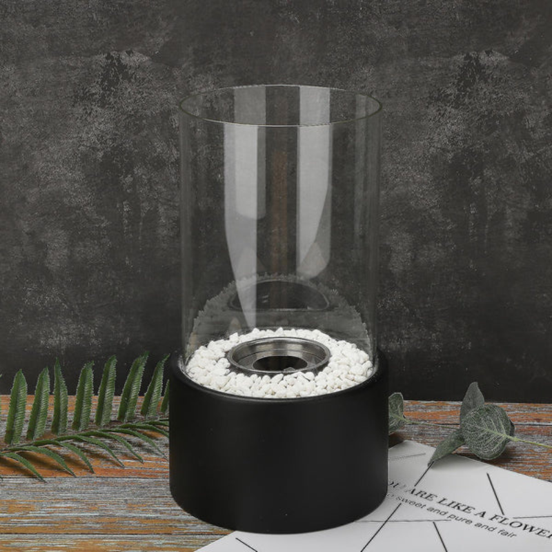 Warmora Elegant Flame Oil Lamp – Metal & Glass Ethanol/Lamp Oil, Indoor