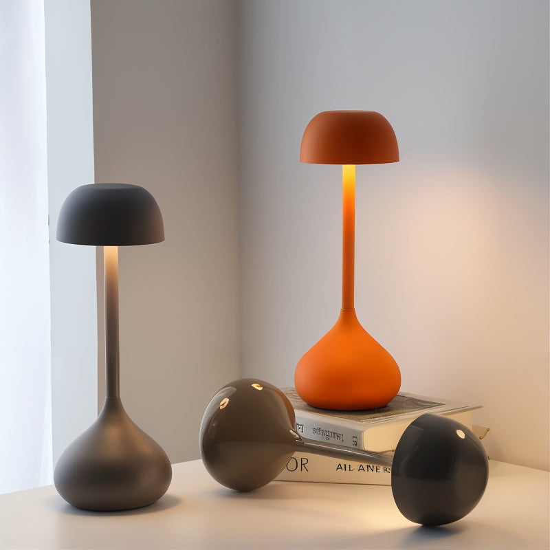 Alunari Wireless Rechargeable Mushroom Table Lamp – Touch Dimmable LED Light