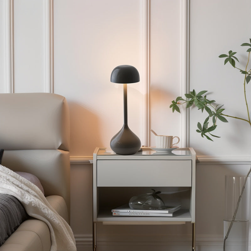 Alunari Wireless Rechargeable Mushroom Table Lamp – Touch Dimmable LED Light