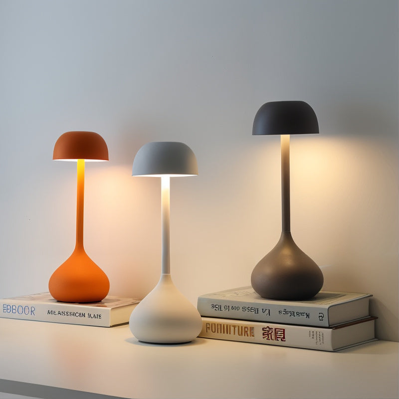 Alunari Wireless Rechargeable Mushroom Table Lamp – Touch Dimmable LED Light