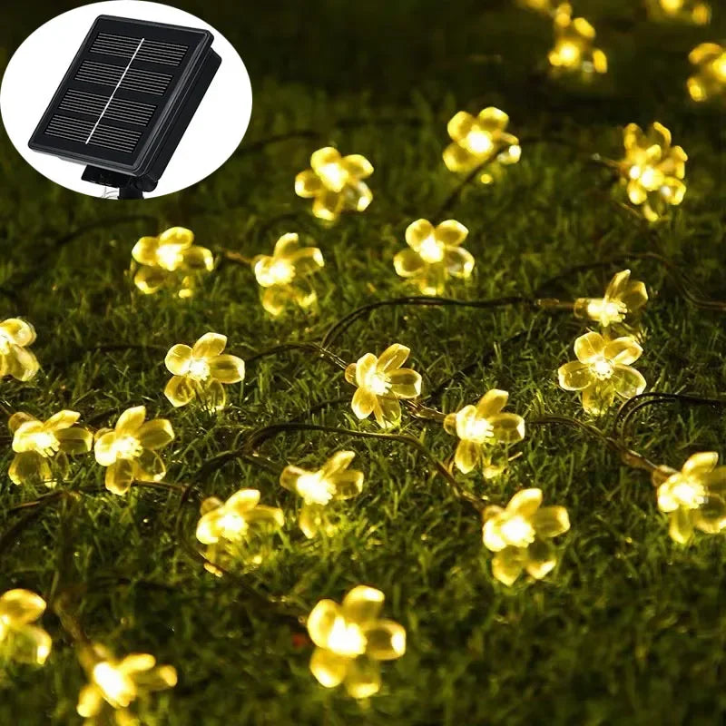 GardenTwinkle Solar Flower Garden Light – 6.5m/7m, 30/50 LEDs, Warm White/Cold White/Multicoloured