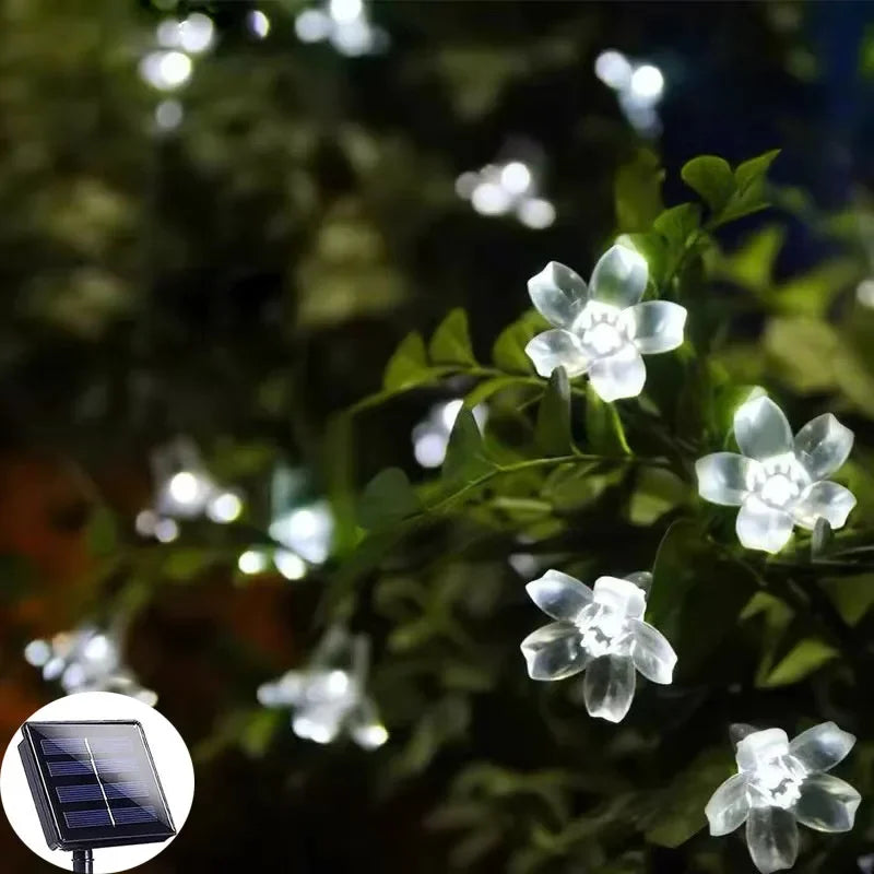 GardenTwinkle Solar Flower Garden Light – 6.5m/7m, 30/50 LEDs, Warm White/Cold White/Multicoloured