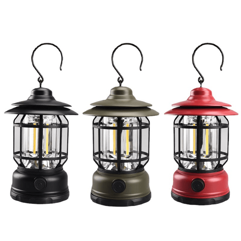 HorizonGlow Vintage Portable Camping Lantern – Rechargeable, Dimmable Warm White LED