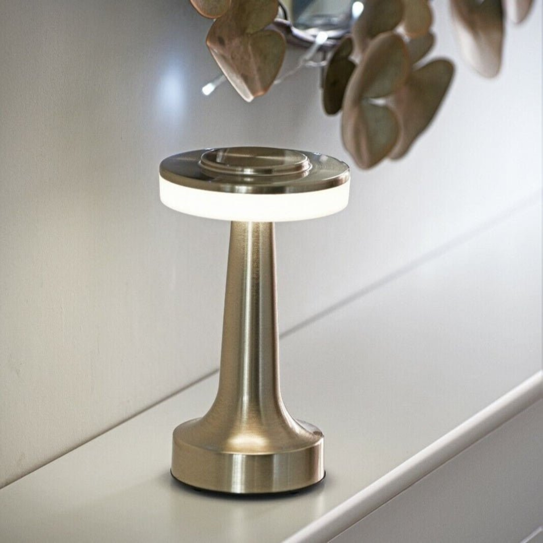 LumaBella Elegant LED Pendant Table Lamp – Dimmable Warm White (3000K), Brushed Aluminum Finish