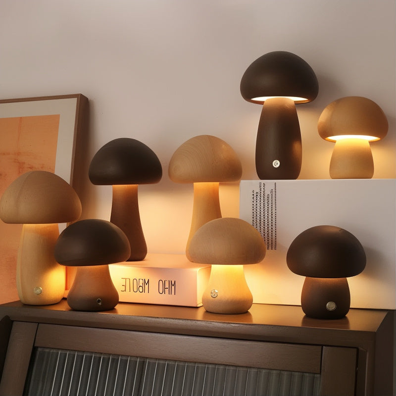 ShroomGlow USB Rechargeable Mushroom LED Table Lamp – Touch-Dimmable Warm White, Portable