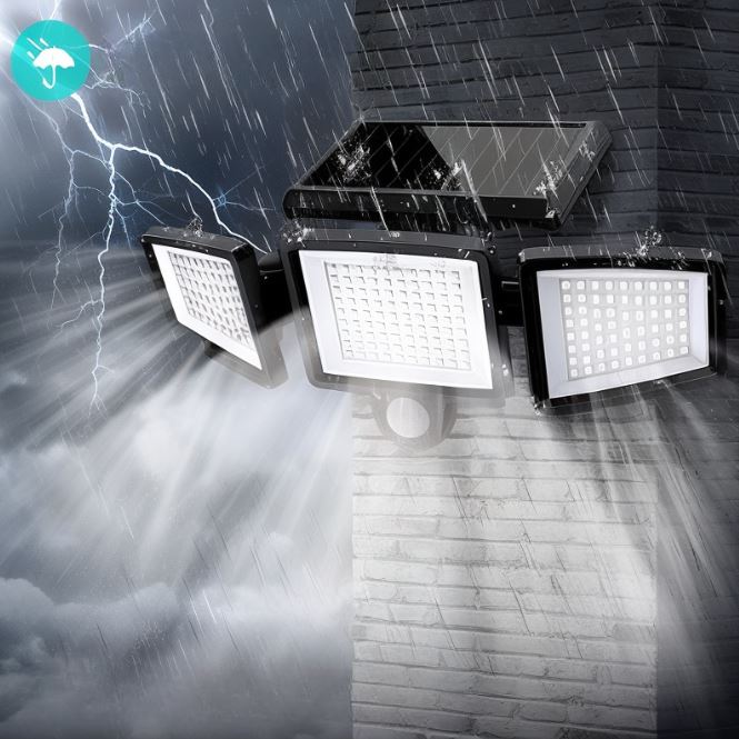 SunHalo Solar-Powered LED Sensor Light – 2 500 lm, 6500 K Cool White, 210-LED Floodlight, IP65