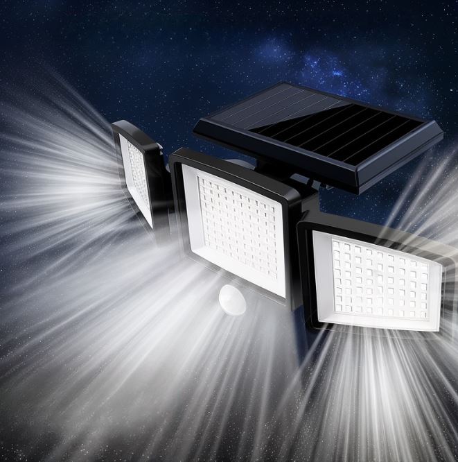 SunHalo Solar-Powered LED Sensor Light – 2 500 lm, 6500 K Cool White, 210-LED Floodlight, IP65
