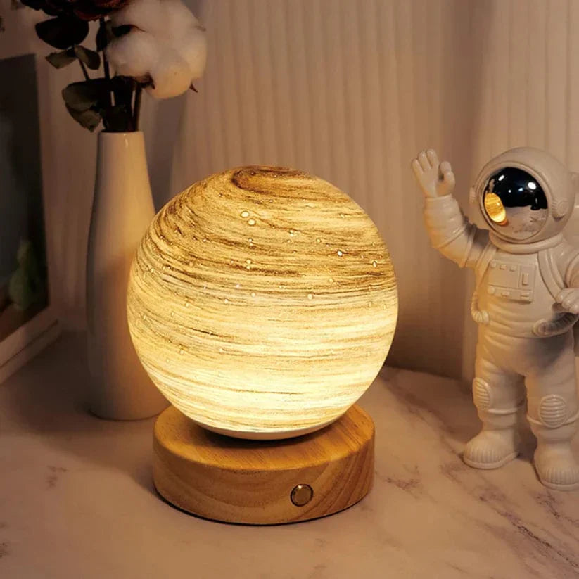 WhisperGlow Enchanting USB Moon Lamp – 15 cm Glass Globe, Adjustable Warm White, Freestanding
